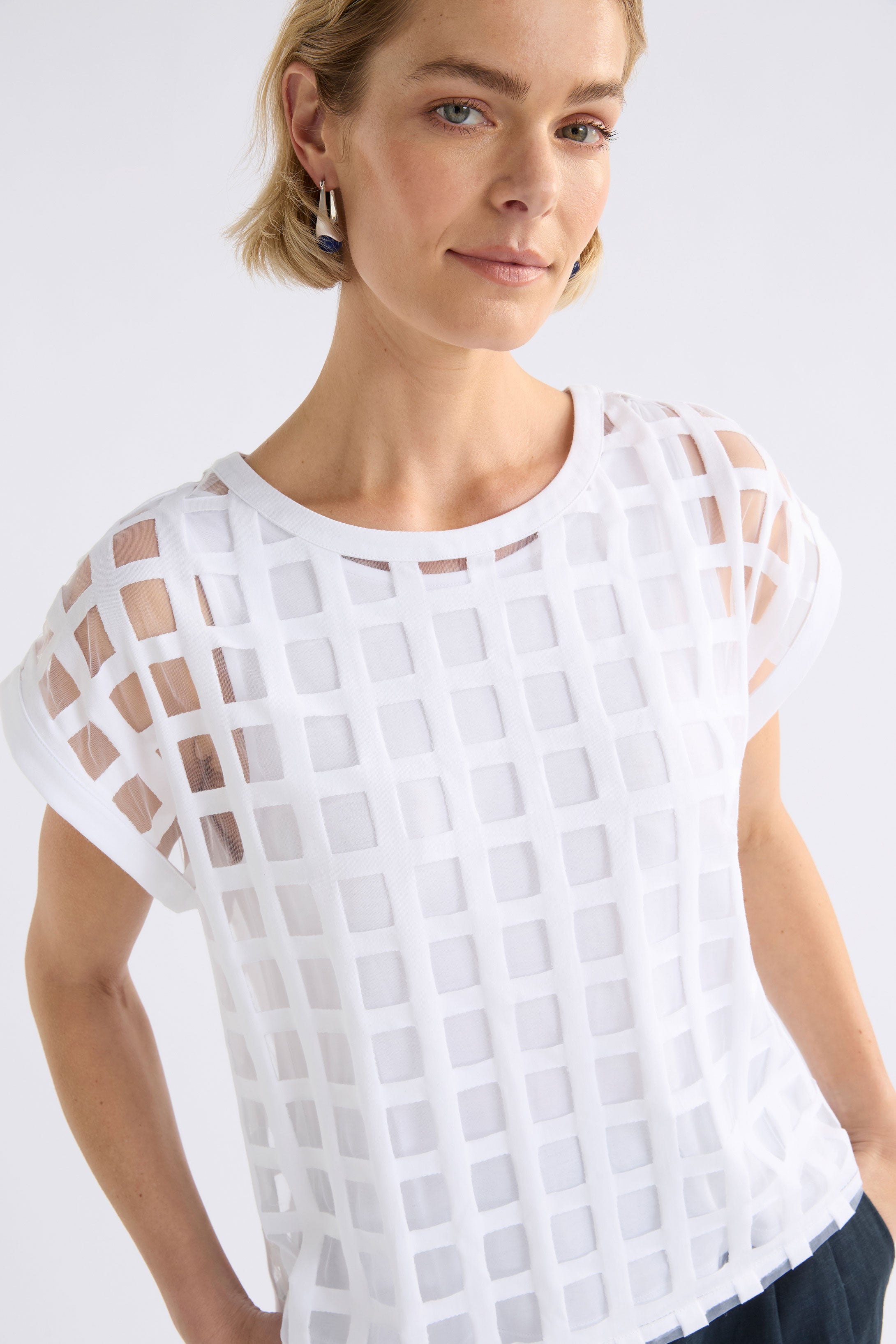 Elk Grid Burnout Top Space White