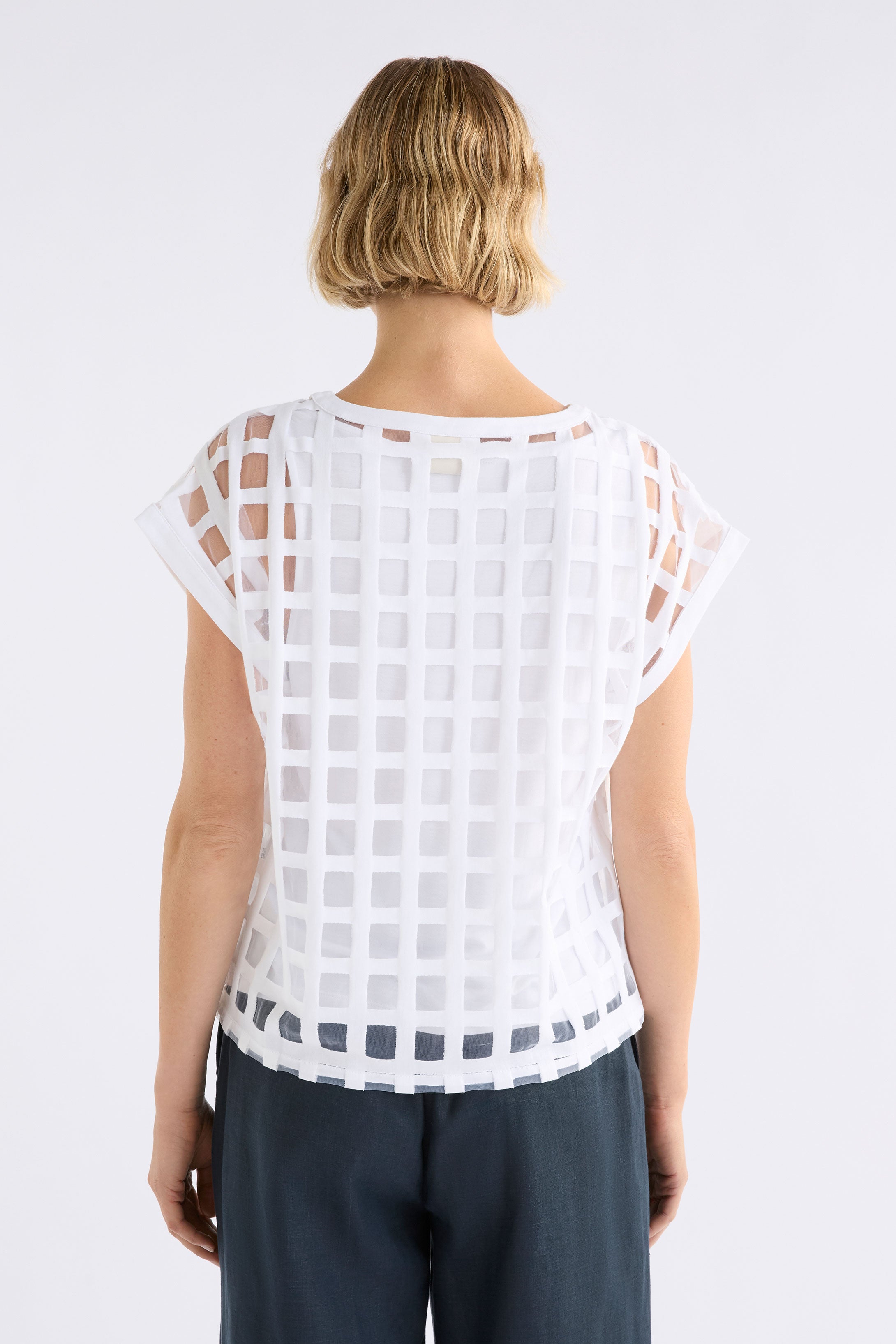 Elk Grid Burnout Top Space White