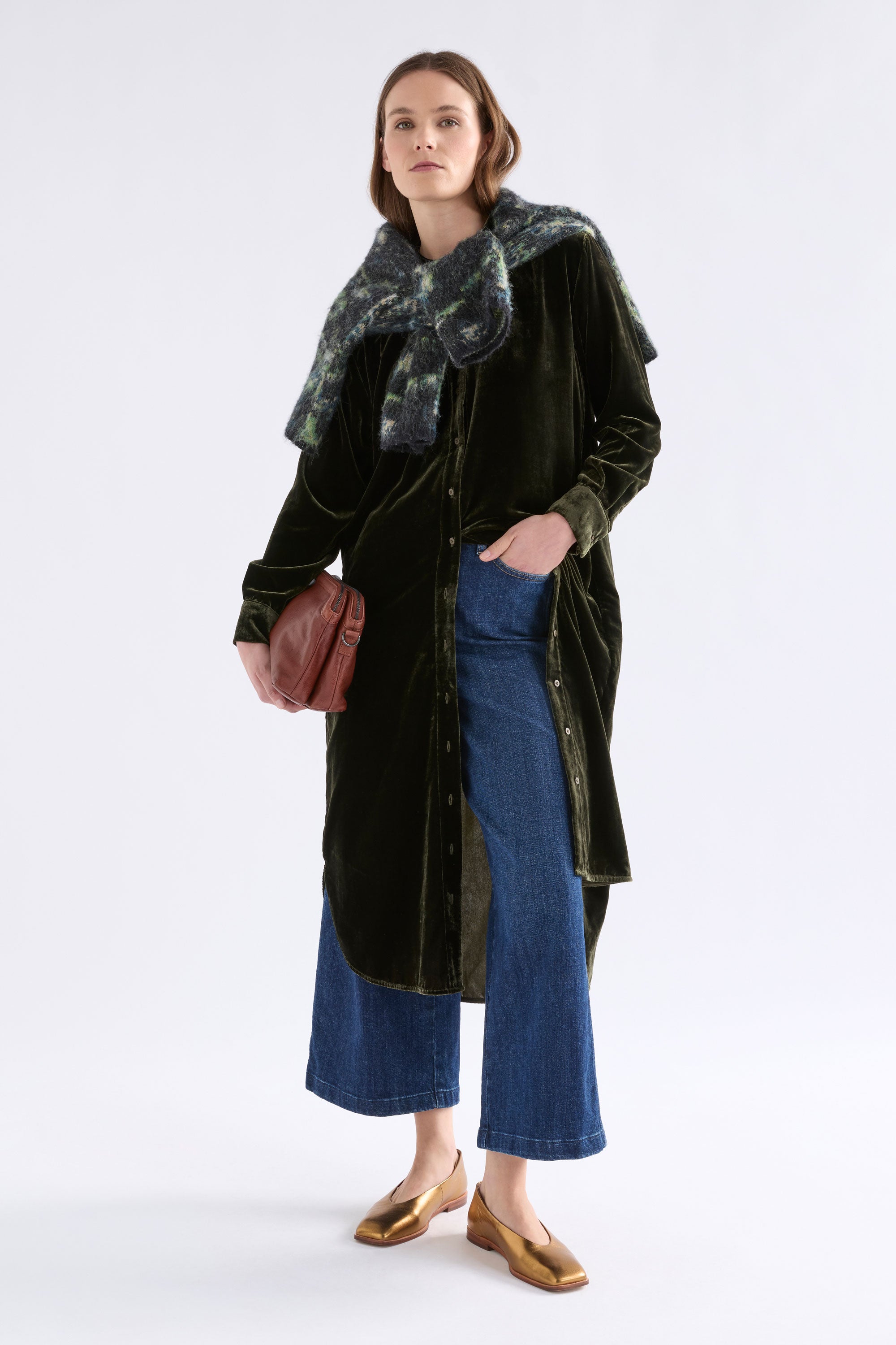 Elk Suuri Velvet Dress Deep Olive