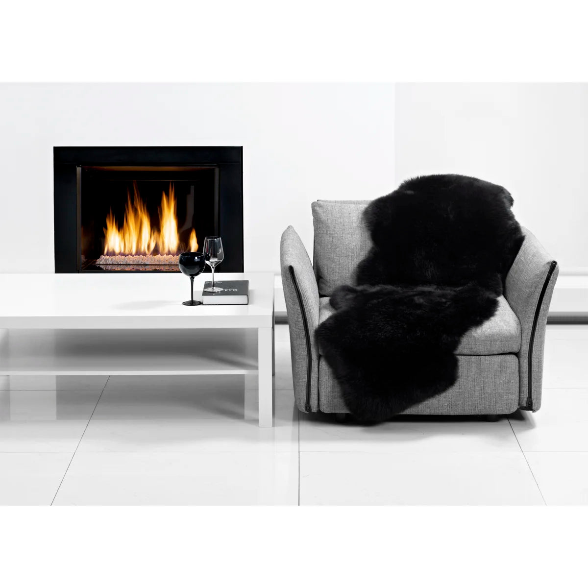 Fibre by Auskin Long Wool Double Rug Black