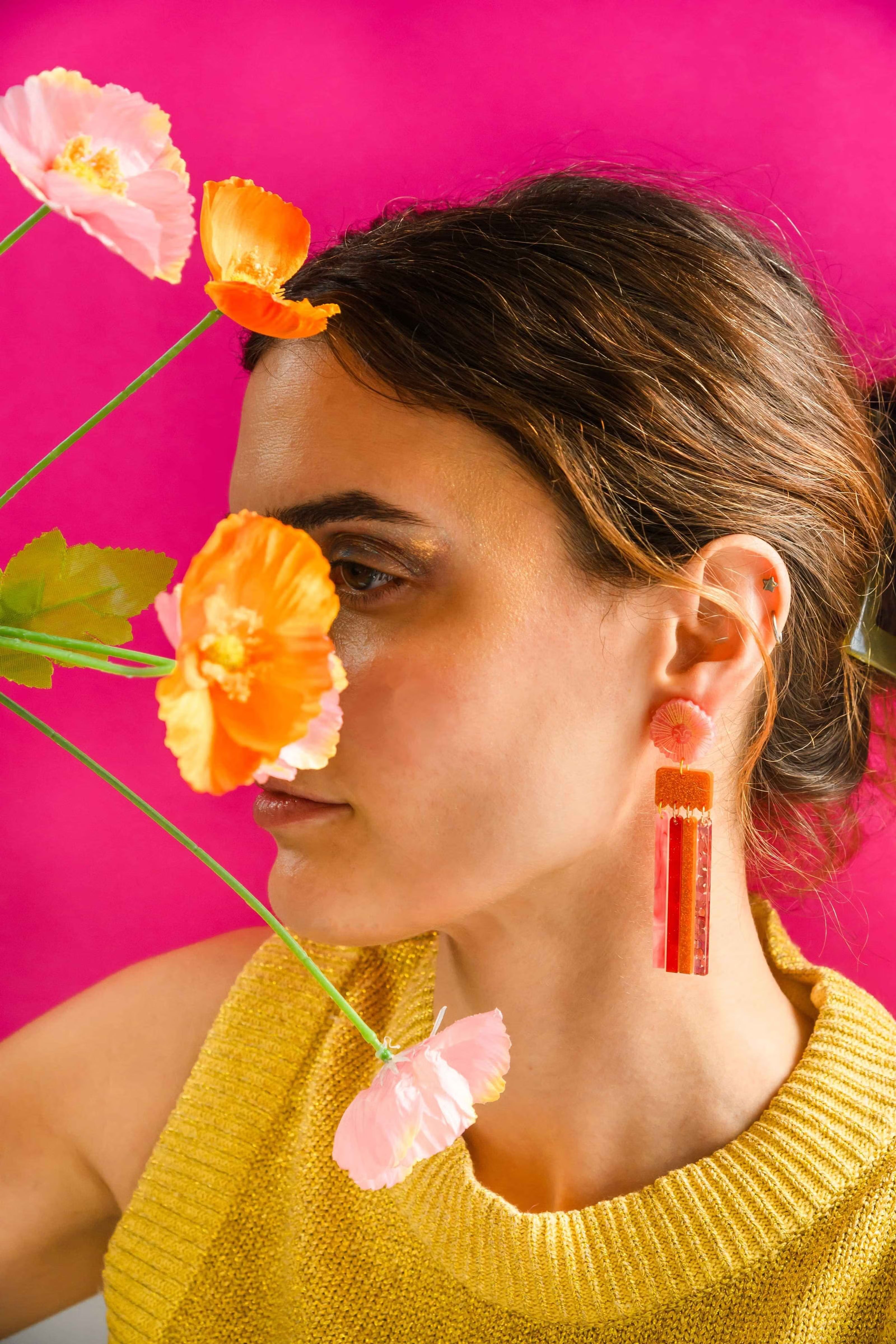 Hagen + Co Earrings Goddess Coral