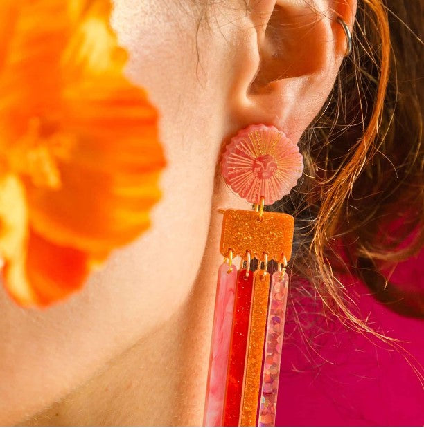 Hagen + Co Earrings Goddess Coral