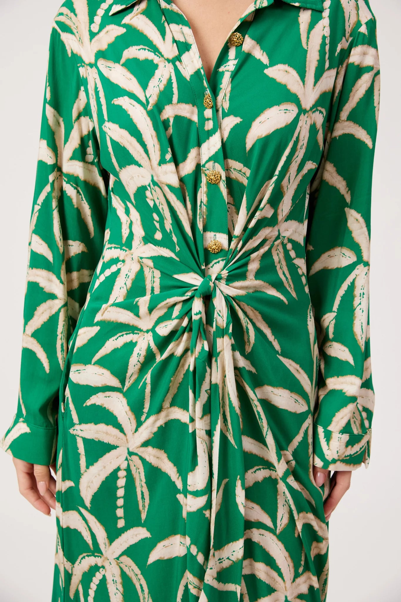 Haven Congo Midi Shirt Dress Palm