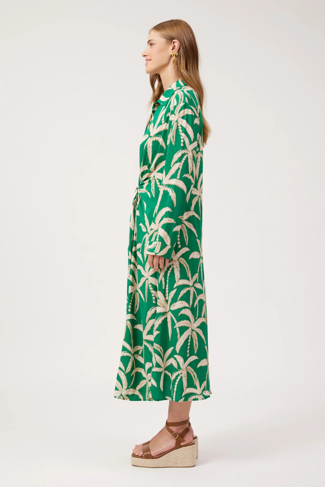 Haven Congo Midi Shirt Dress Palm