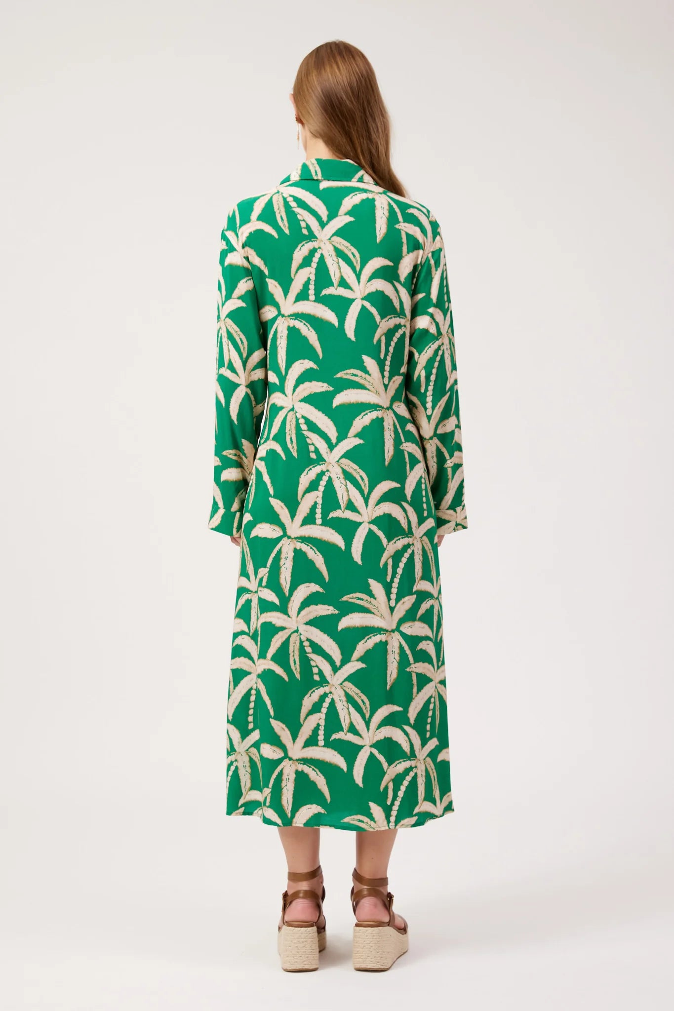 Haven Congo Midi Shirt Dress Palm