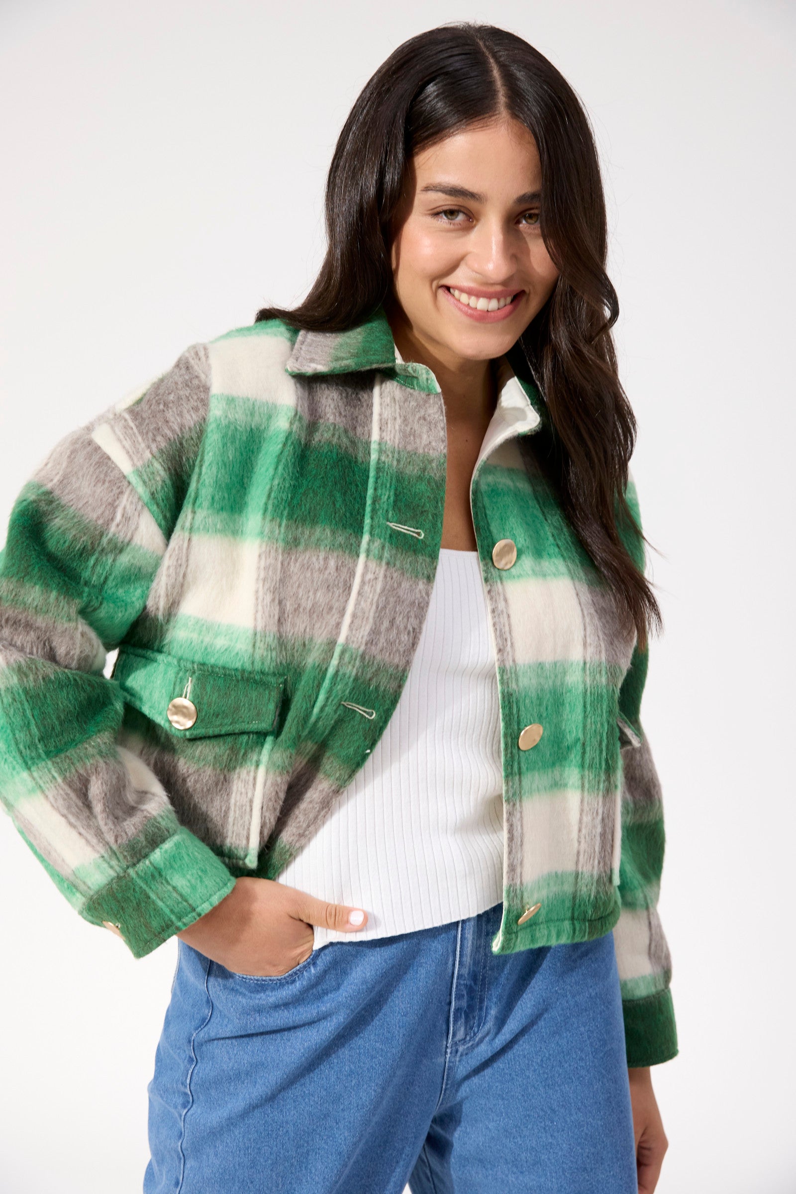 Haven Fargo Cropped Jacket Green