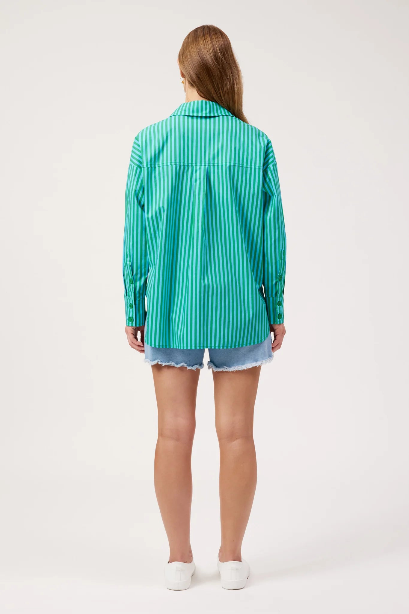 Haven Mykonos Embroidered Stripe Shirt Green