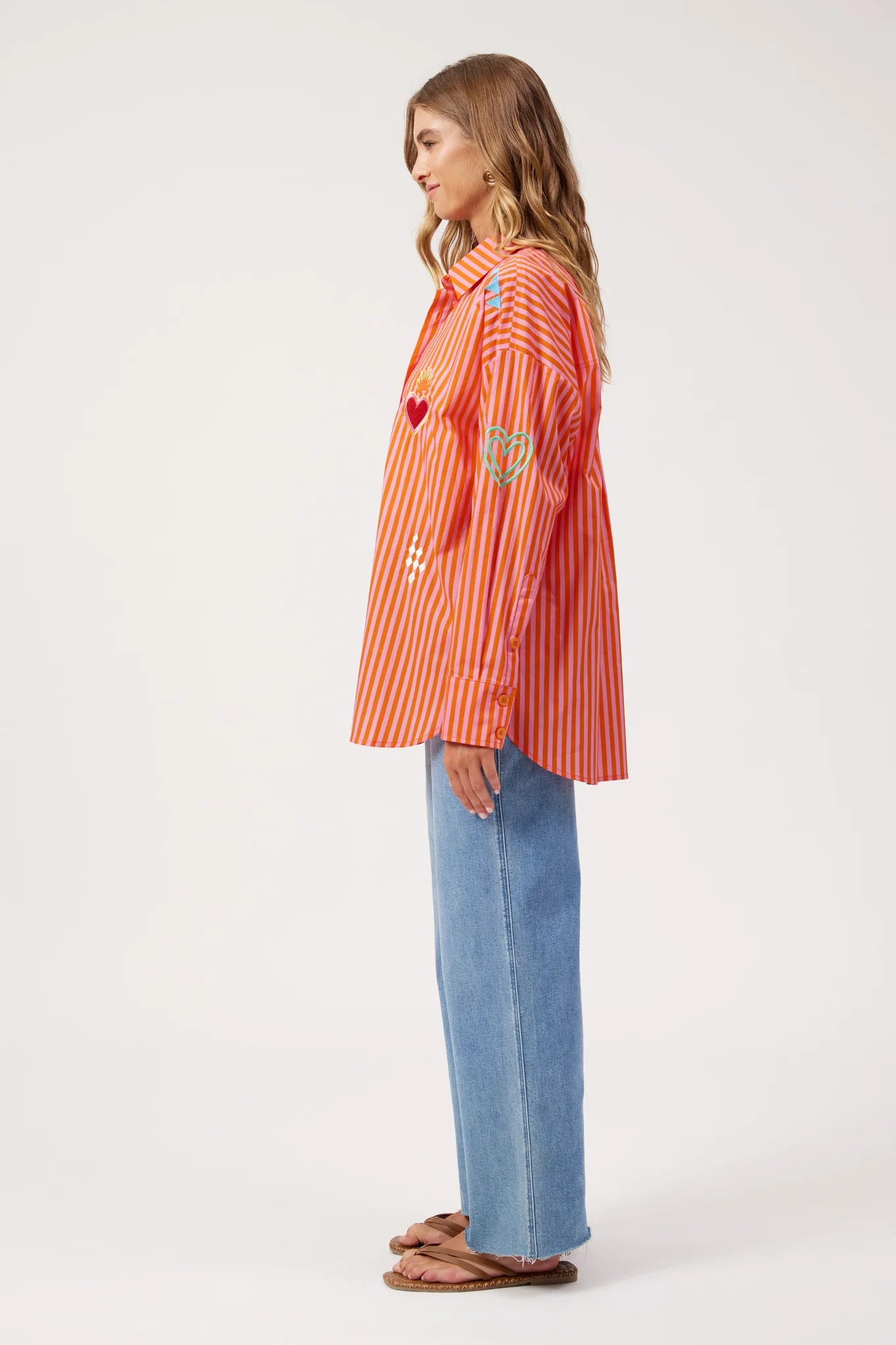 Haven Mykonos Embroidered Stripe Shirt Pink
