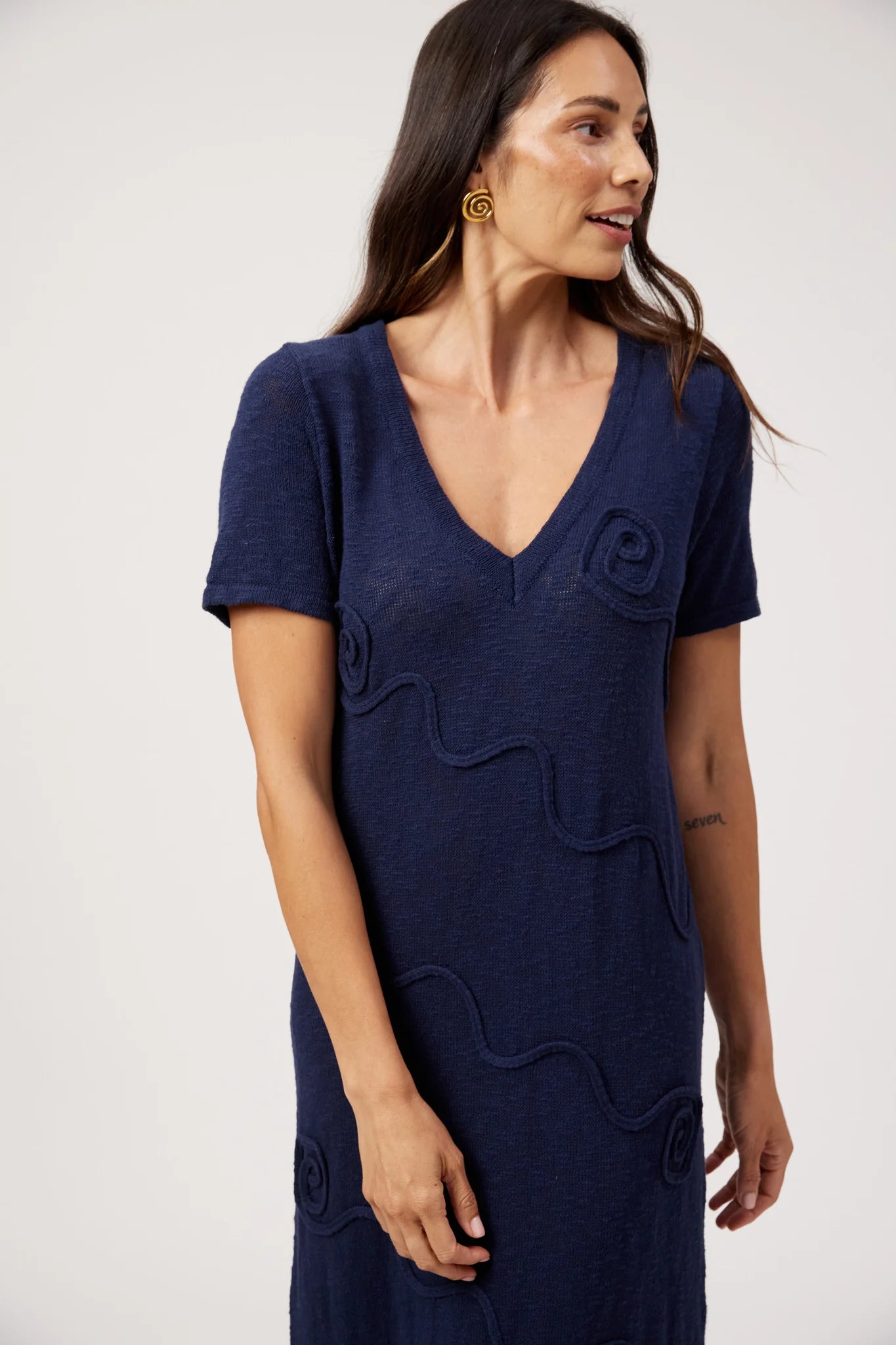 Haven Olympus Applique Dress Navy