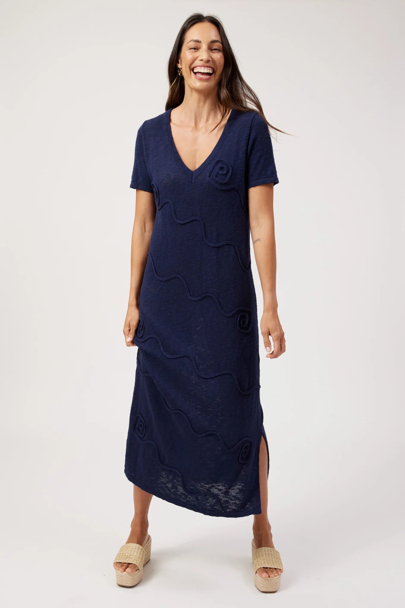 Haven Olympus Applique Dress Navy