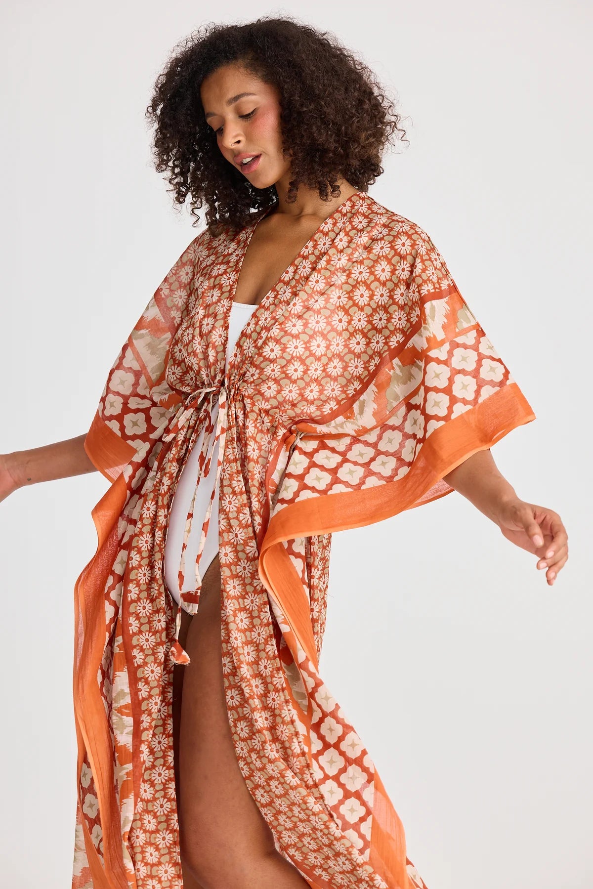 Holiday Life Asta Long Kaftan Rust Floral