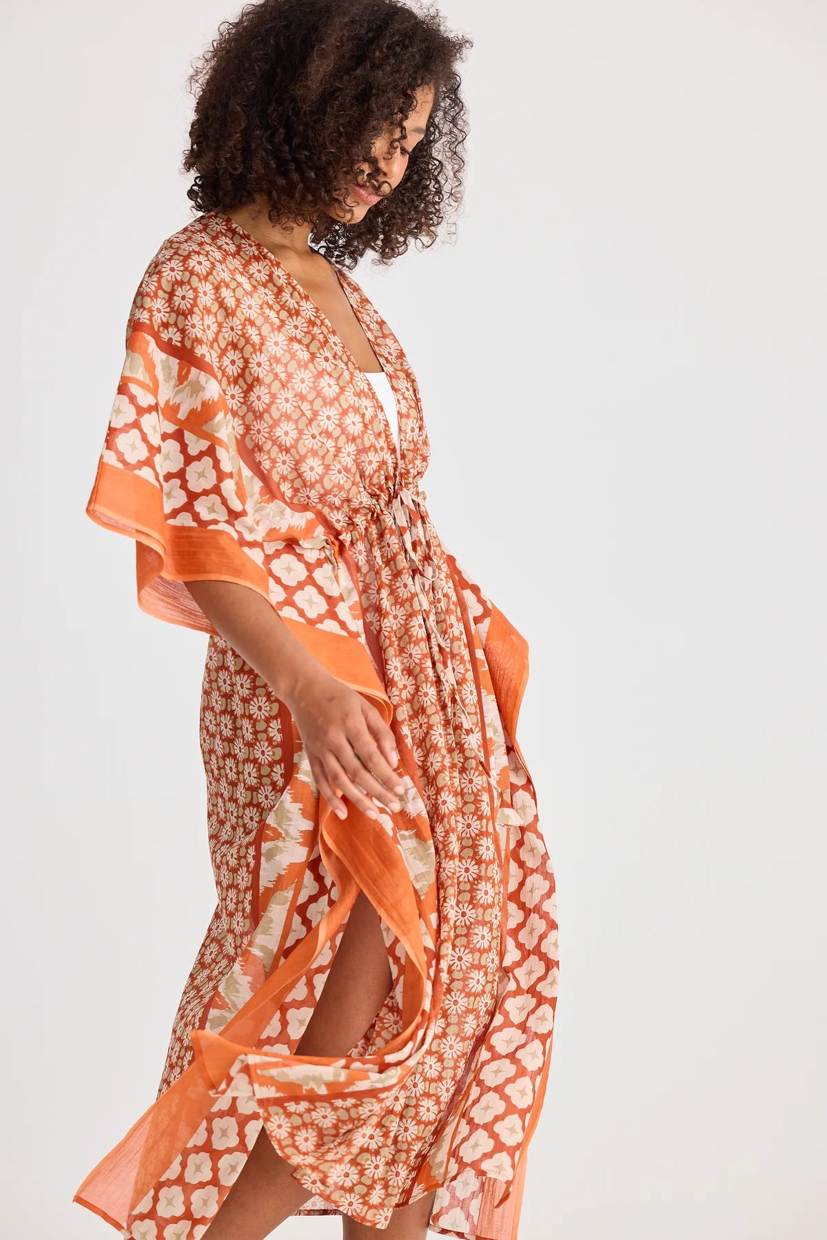 Holiday Life Asta Long Kaftan Rust Floral