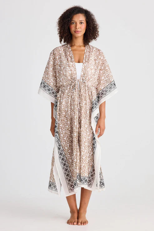 Holiday Life Asta Long Kaftan Taupe Inca