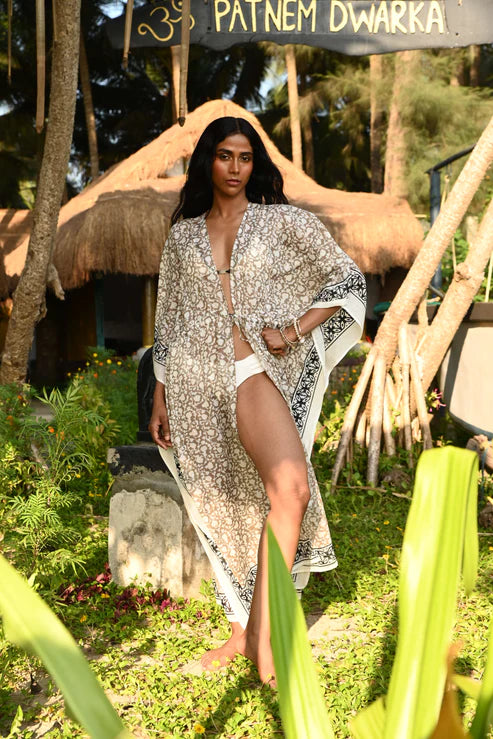 Holiday Life Asta Long Kaftan Taupe Inca