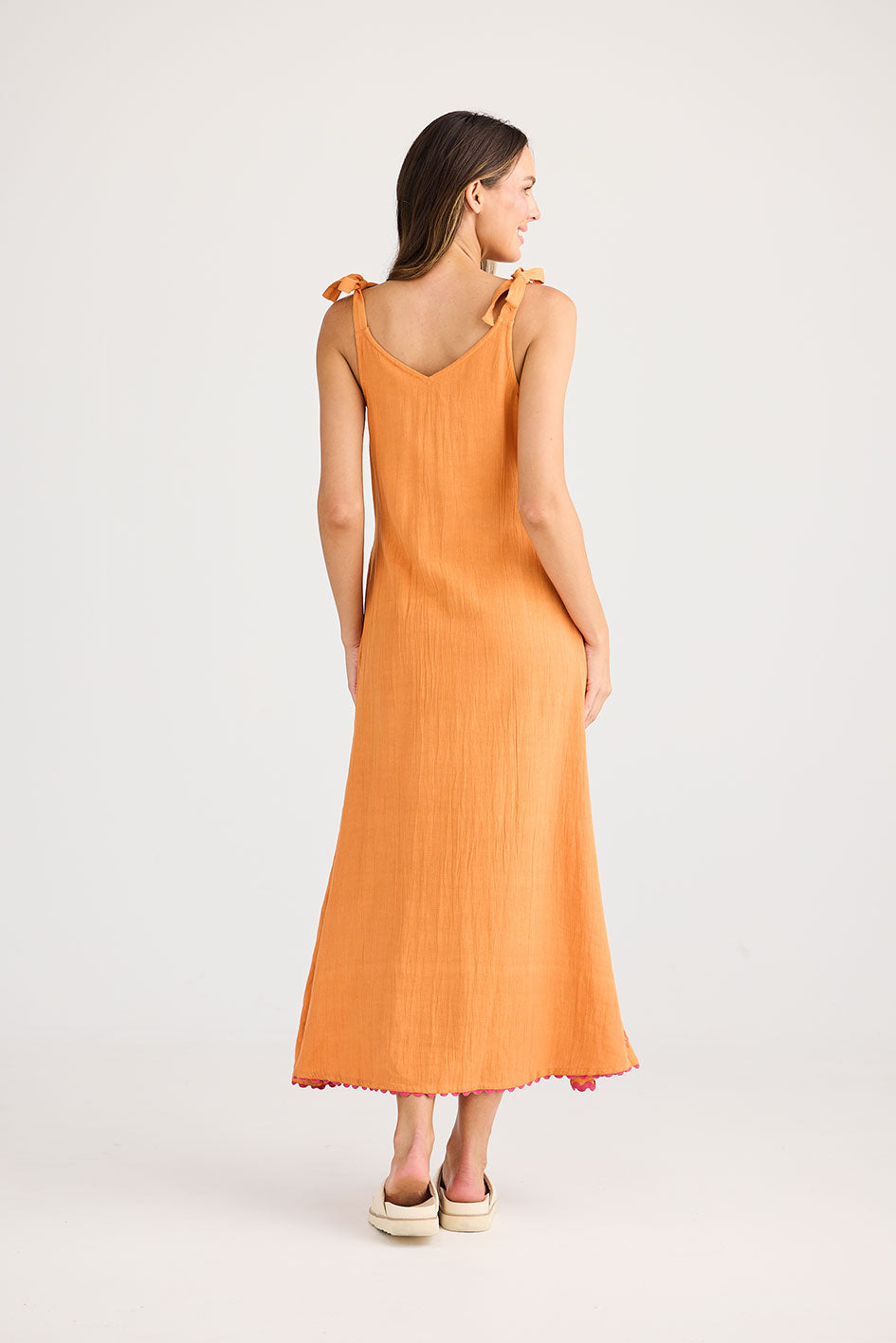 Holiday Deira Embroidered Dress Orange Palm