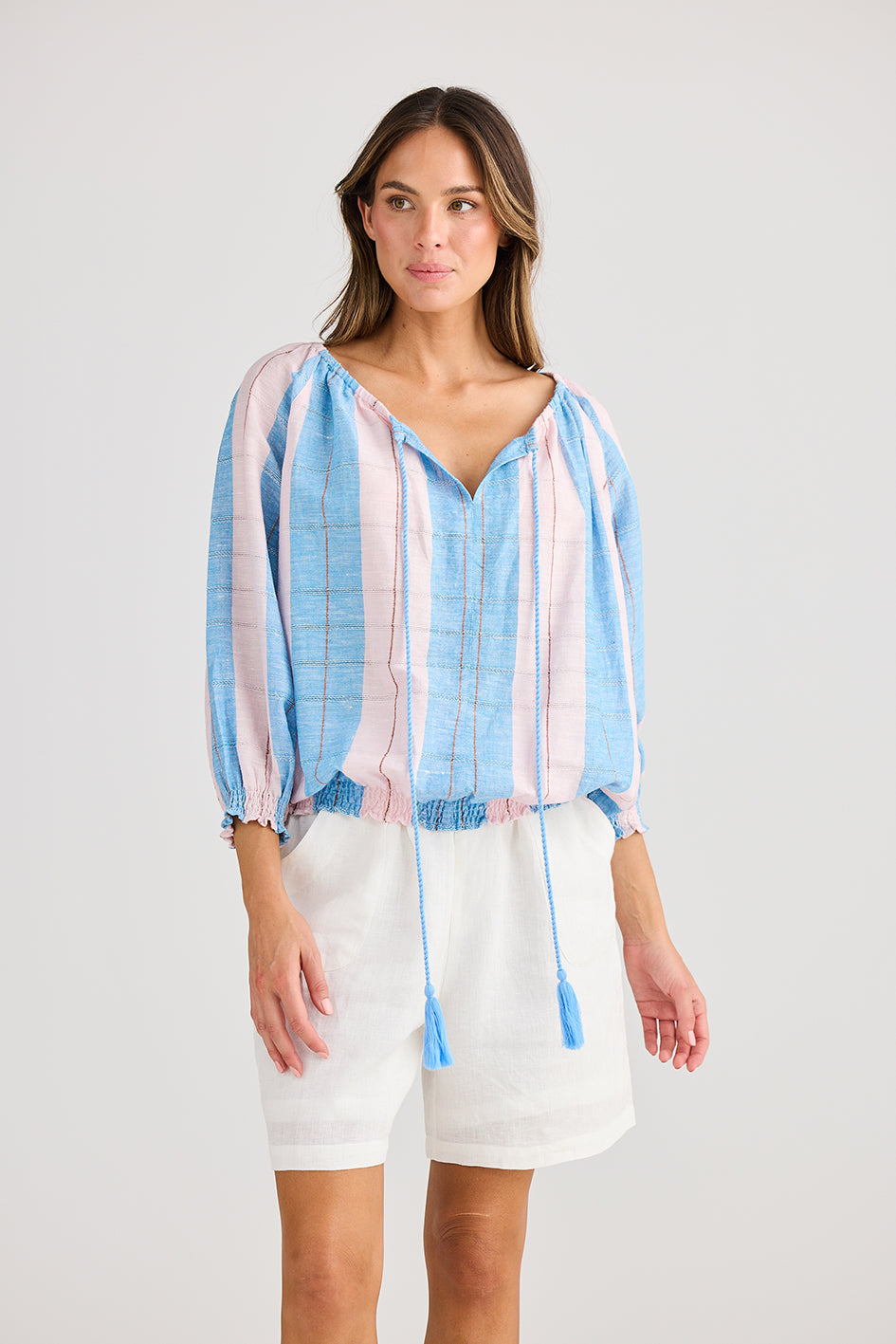 Holiday Seaside Top Blue Multi-stripe
