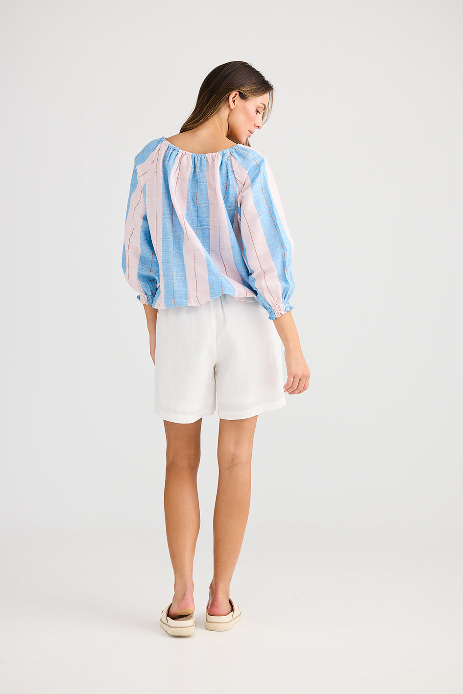 Holiday Seaside Top Blue Multi-stripe