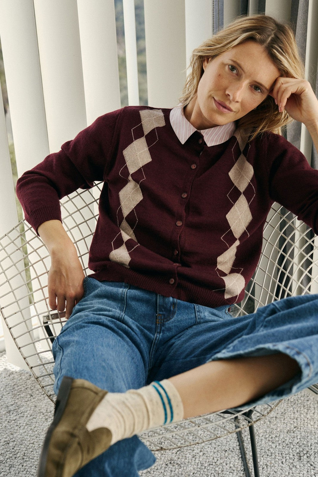 Indi & Cold Marino Argyle Jacket Caoba Mahoghany AX516