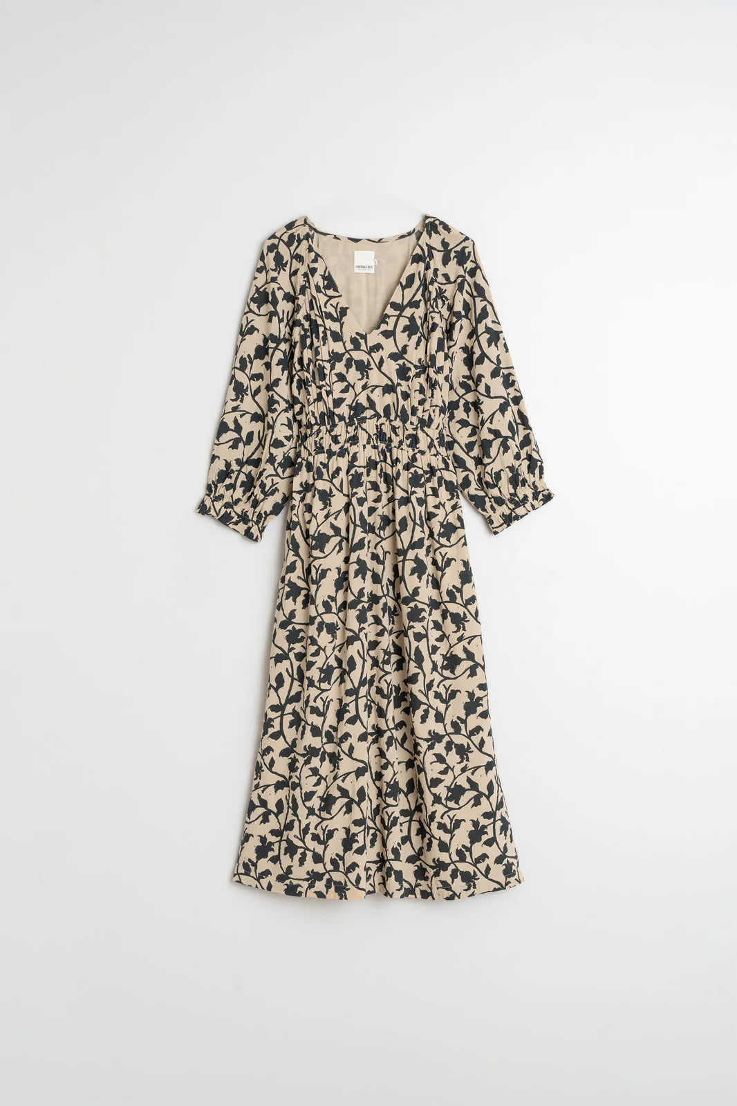 Indi & Cold Vicose Midi Dress Beige AD170