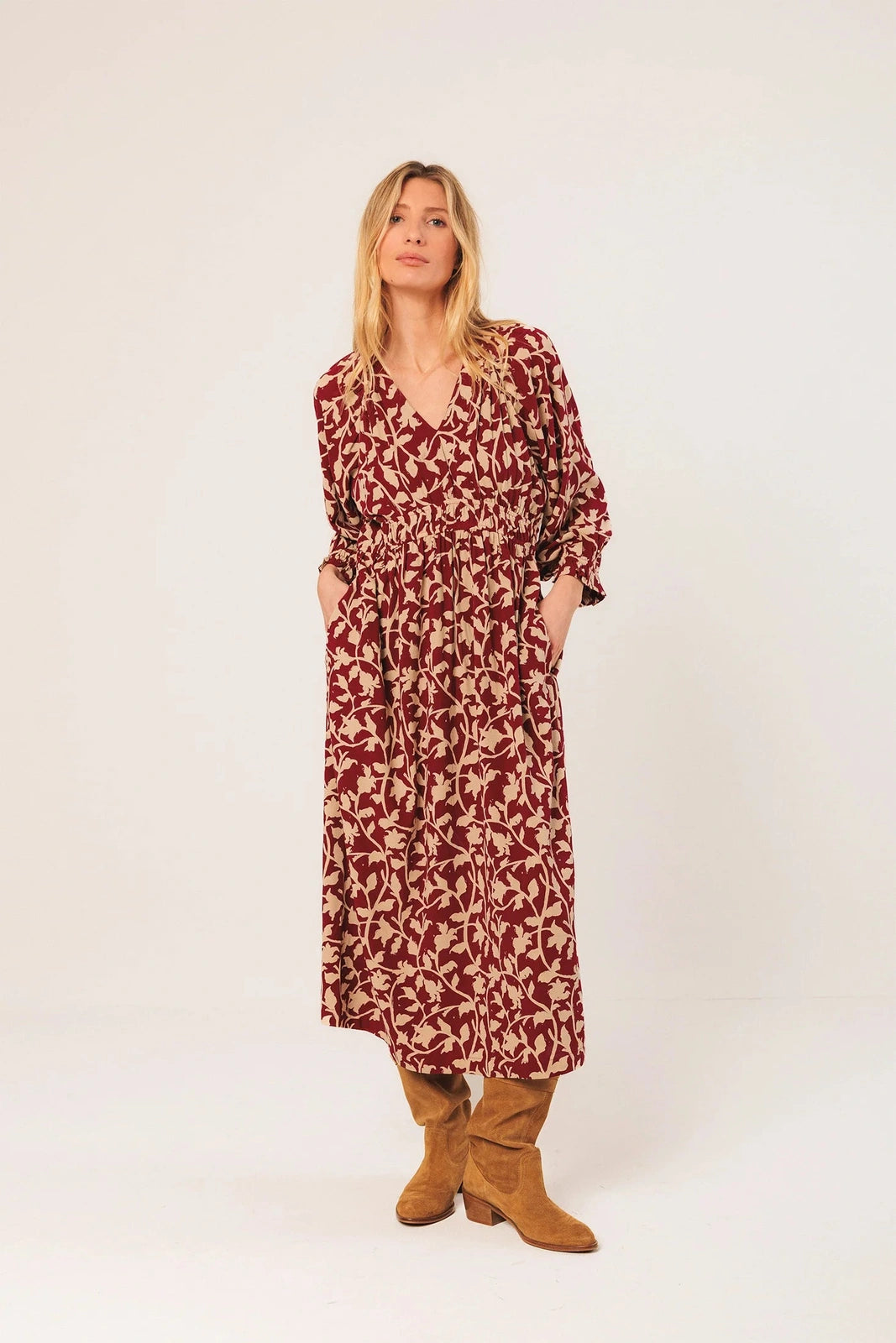 Indi & Cold Vicose Midi Dress Cereza AD170