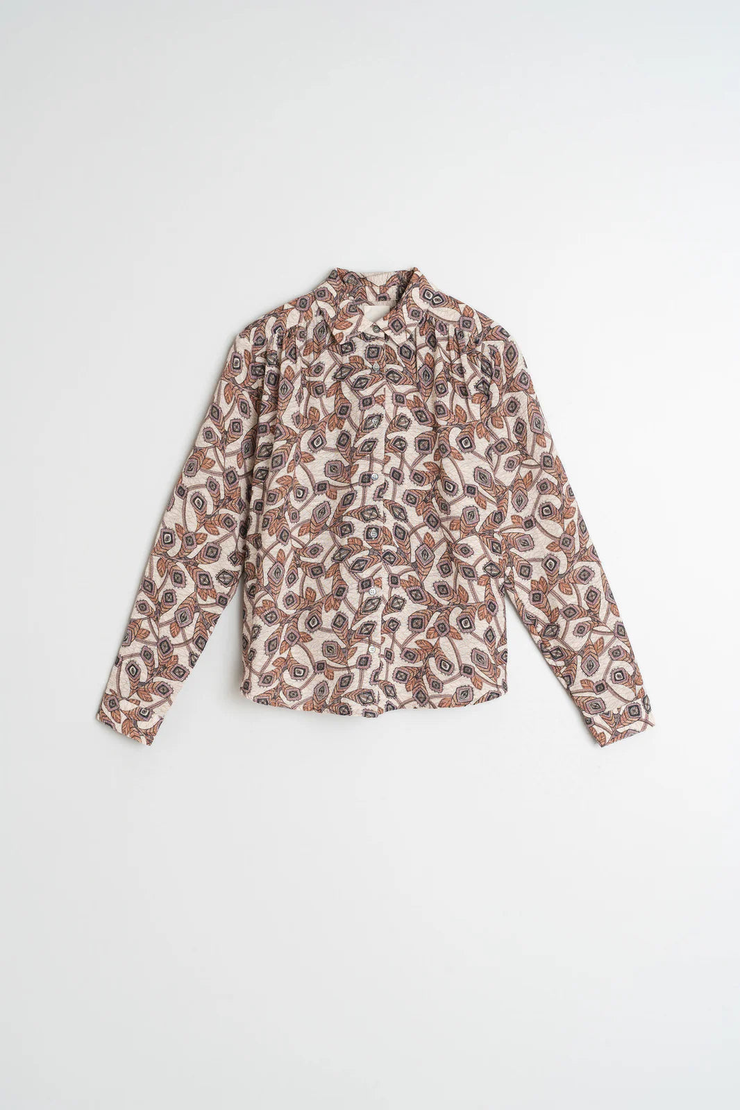 Indi & Cold Crepe Cotton Shirt Beige AD201