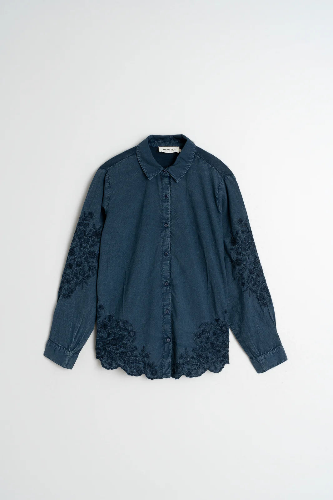 Indi & Cold Embroidered Voile Shirt Marino AD385