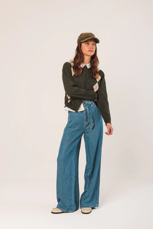 Indi & Cold Marino Argyle Jacket Caoba Oliva Olive AX516