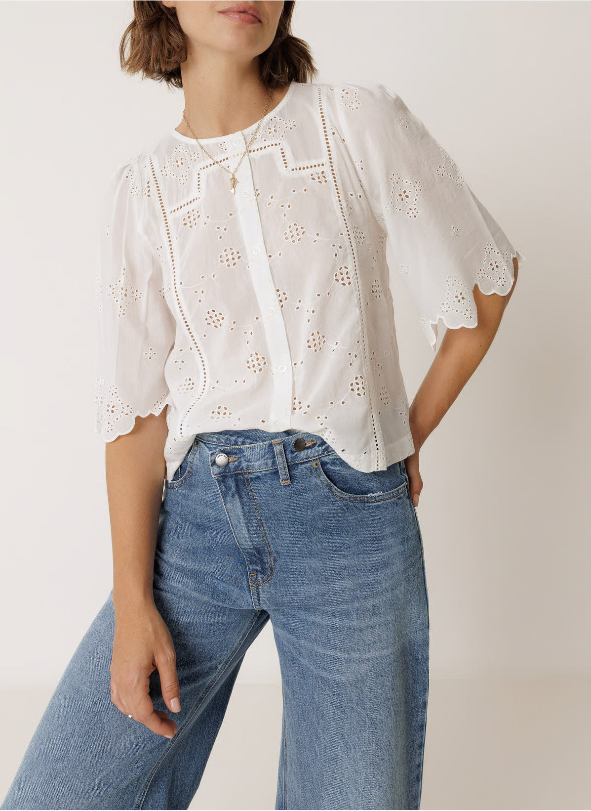 Indi & Cold Boxy Shirt Schiffli Embroidery VV26MC168