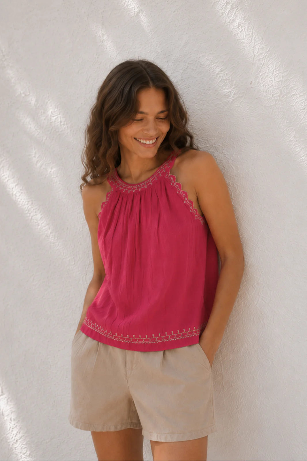 Indi & Cold Contrast Embroidery Top VV26AD187 Fresa