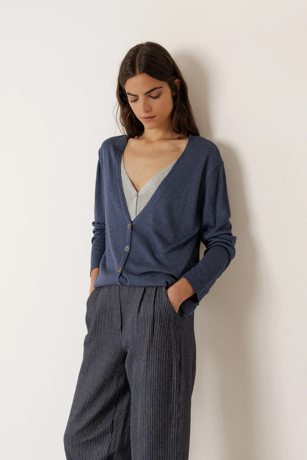 Indi & Cold Double-Knit Cardigan VV26FG550 Indigo