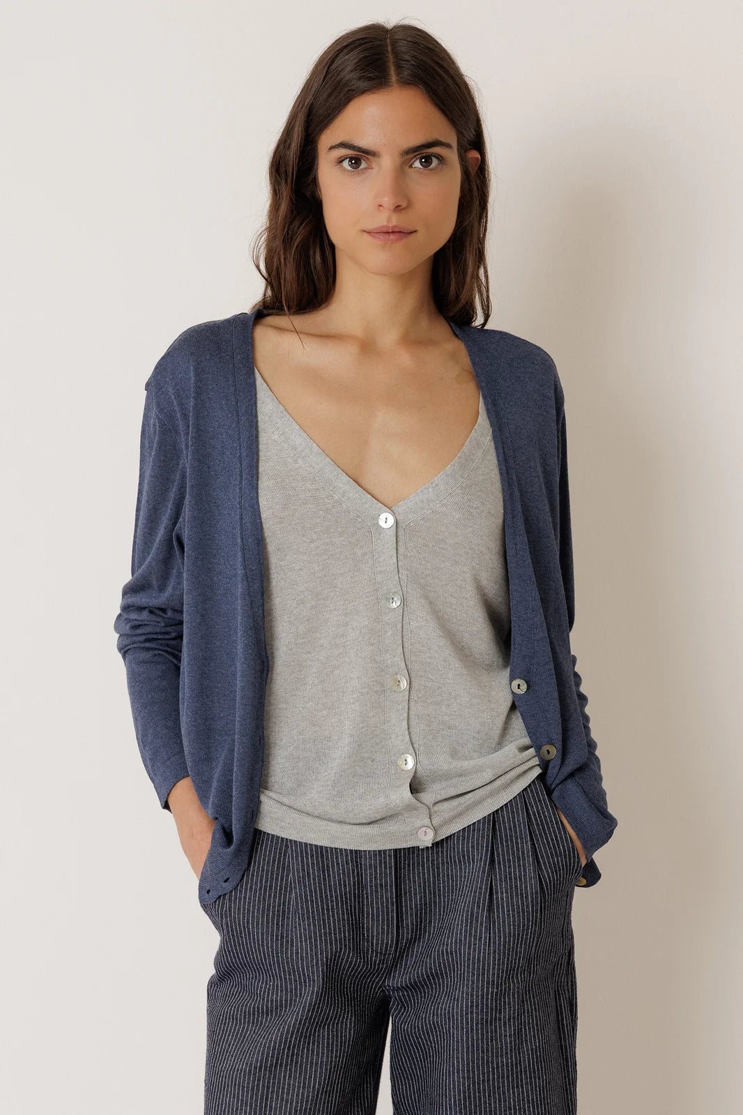 Indi & Cold Double-Knit Cardigan VV26FG550 Indigo
