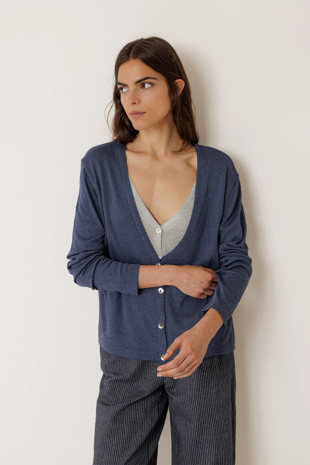 Indi & Cold Double-Knit Cardigan VV26FG550 Indigo