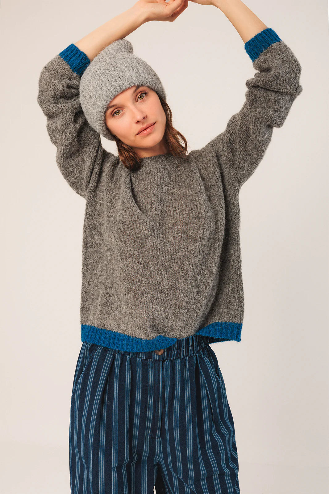 Indi & Cold Two-Tone Knit Jersey Marengo EA555