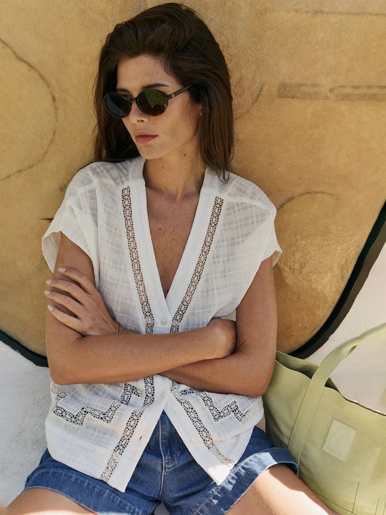 Indi & Cold Inset Lace Shirt VV26AD257 Ecru