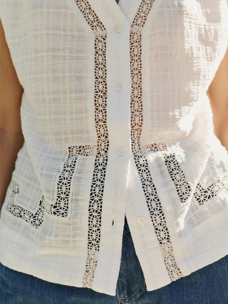 Indi & Cold Inset Lace Shirt VV26AD257 Ecru