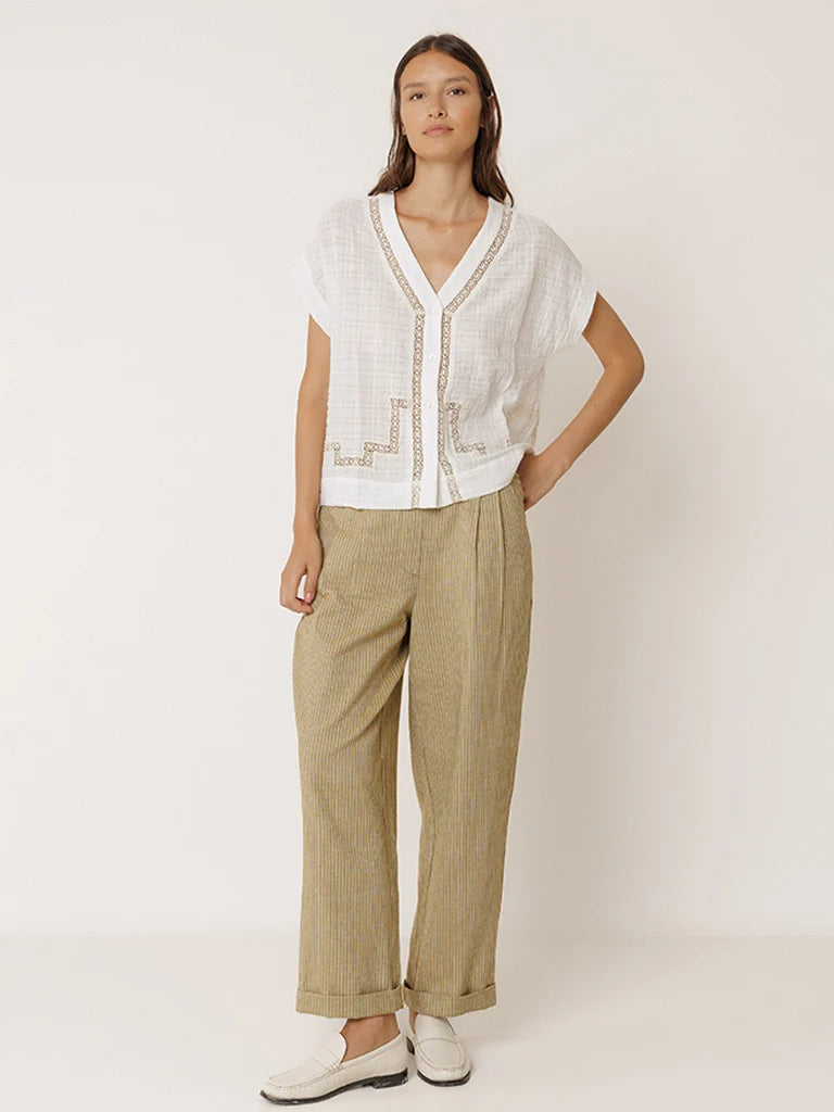 Indi & Cold Inset Lace Shirt VV26AD257 Ecru