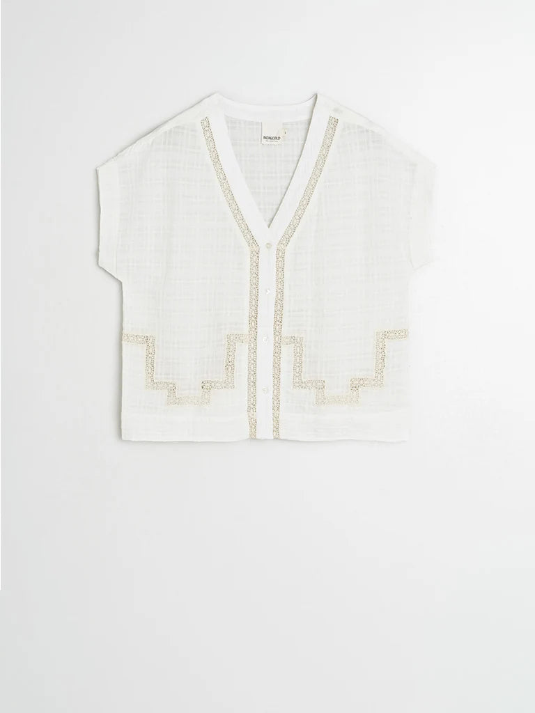 Indi & Cold Inset Lace Shirt VV26AD257 Ecru