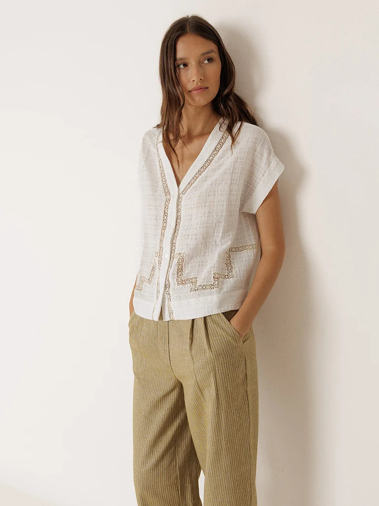 Indi & Cold Inset Lace Shirt VV26AD257 Ecru
