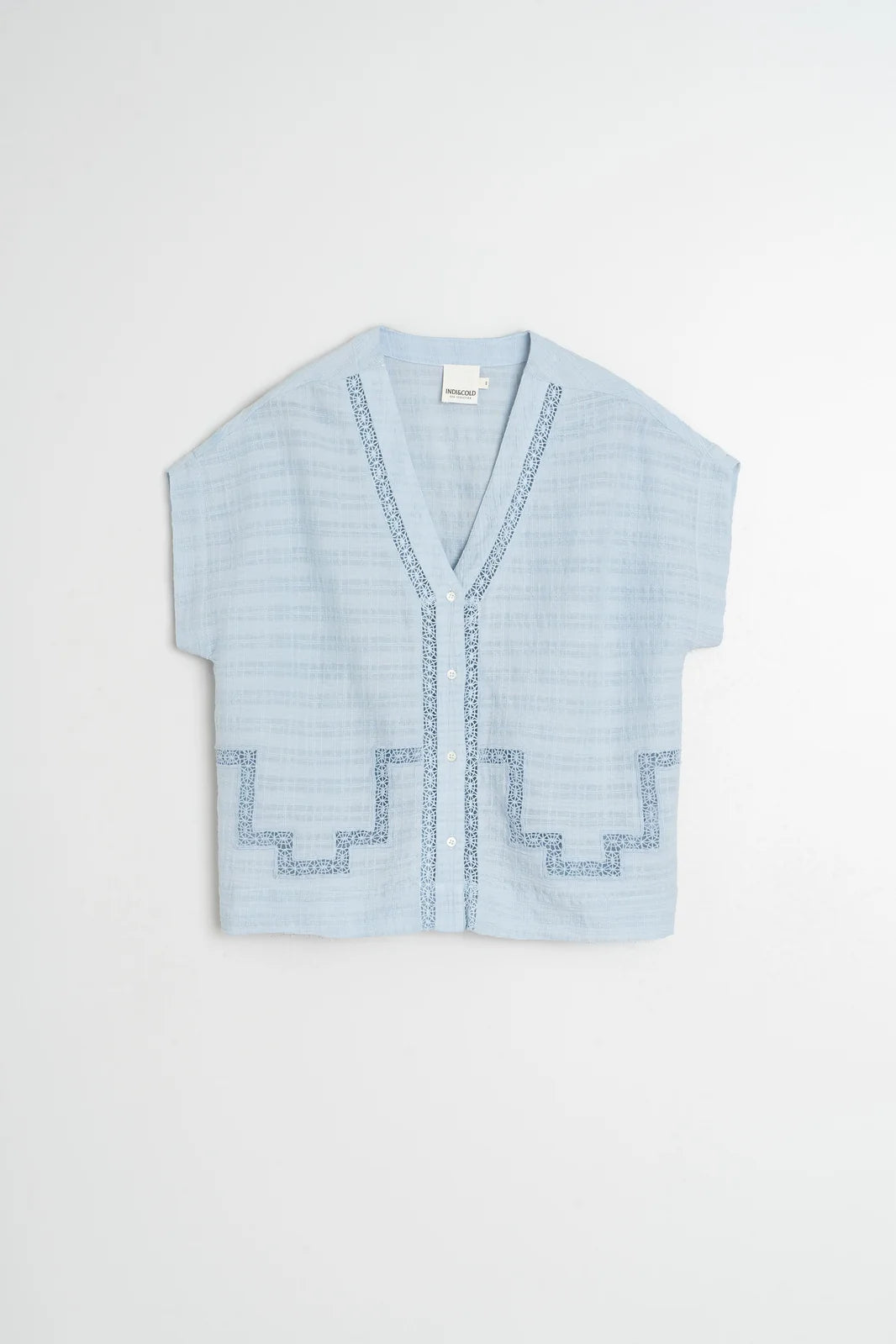Indi & Cold Inset Lace Shirt VV26AD257 Sky Blue