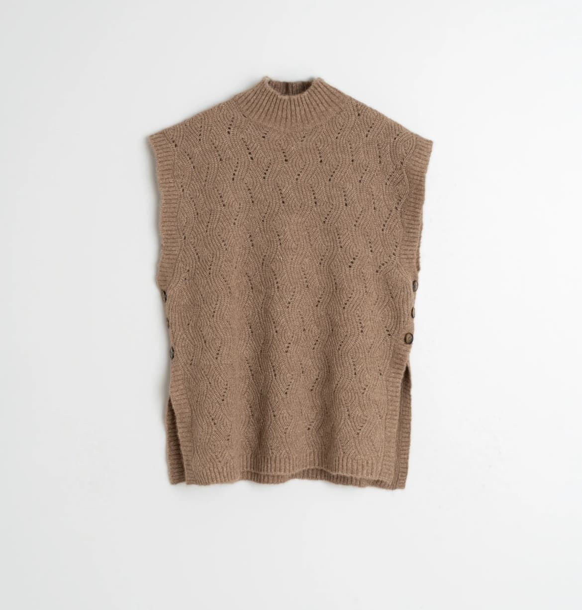 Indi & Cold Alpaca Knit Vest Camel NJ466