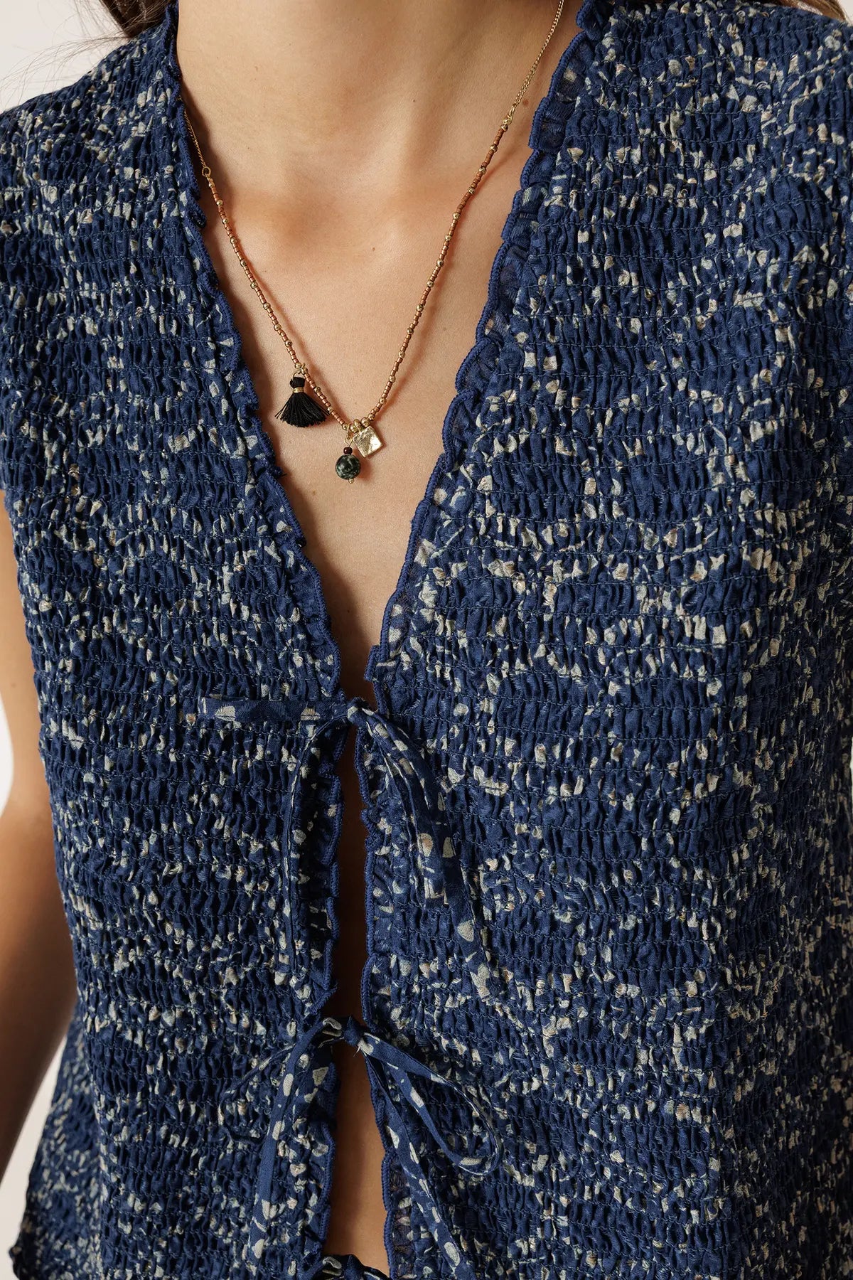 Indi & Cold Sheered Tie Front Vest Top VV26MC110