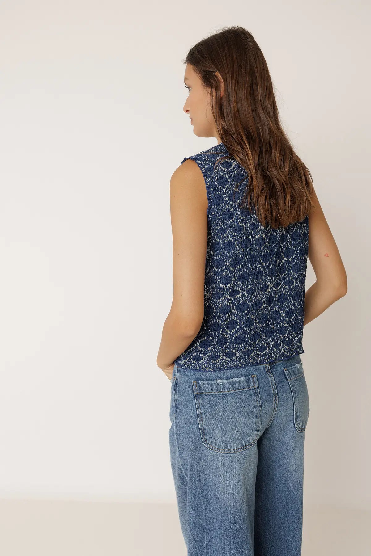 Indi & Cold Sheered Tie Front Vest Top VV26MC110