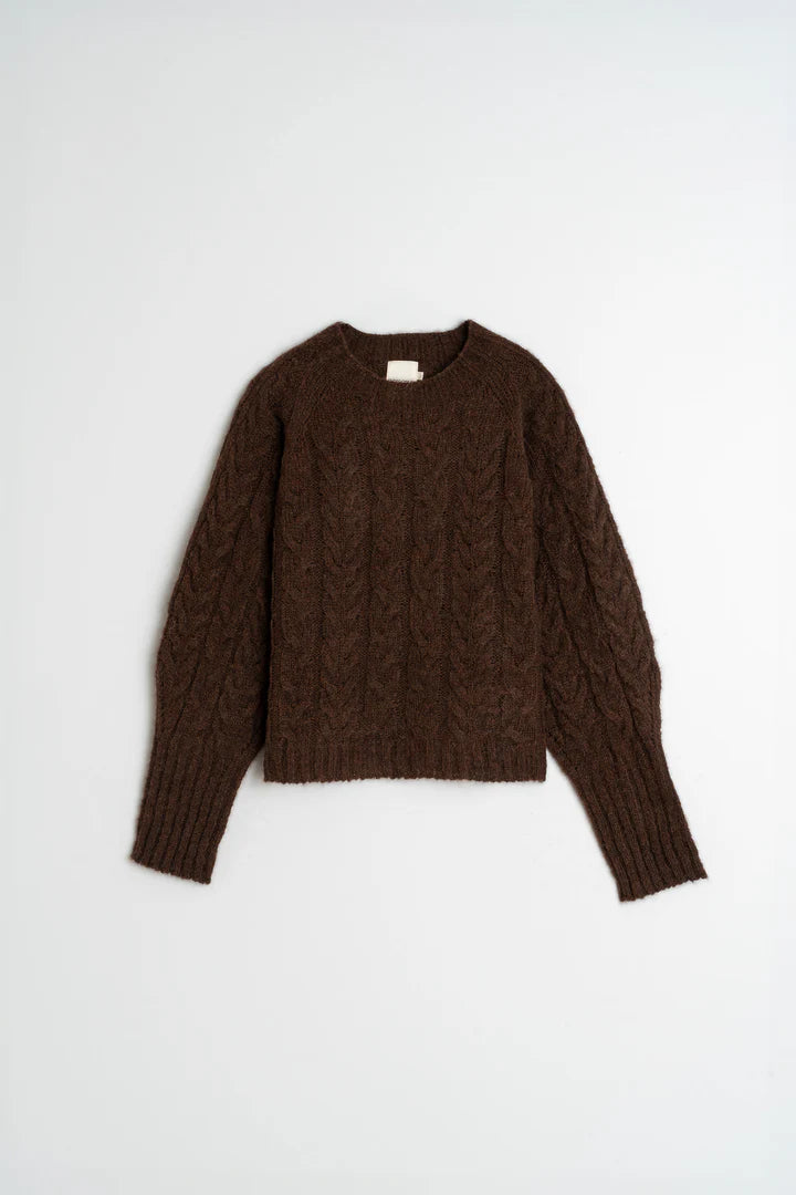 Indi & Cold Crop Cable Sweater Chocolate EA501