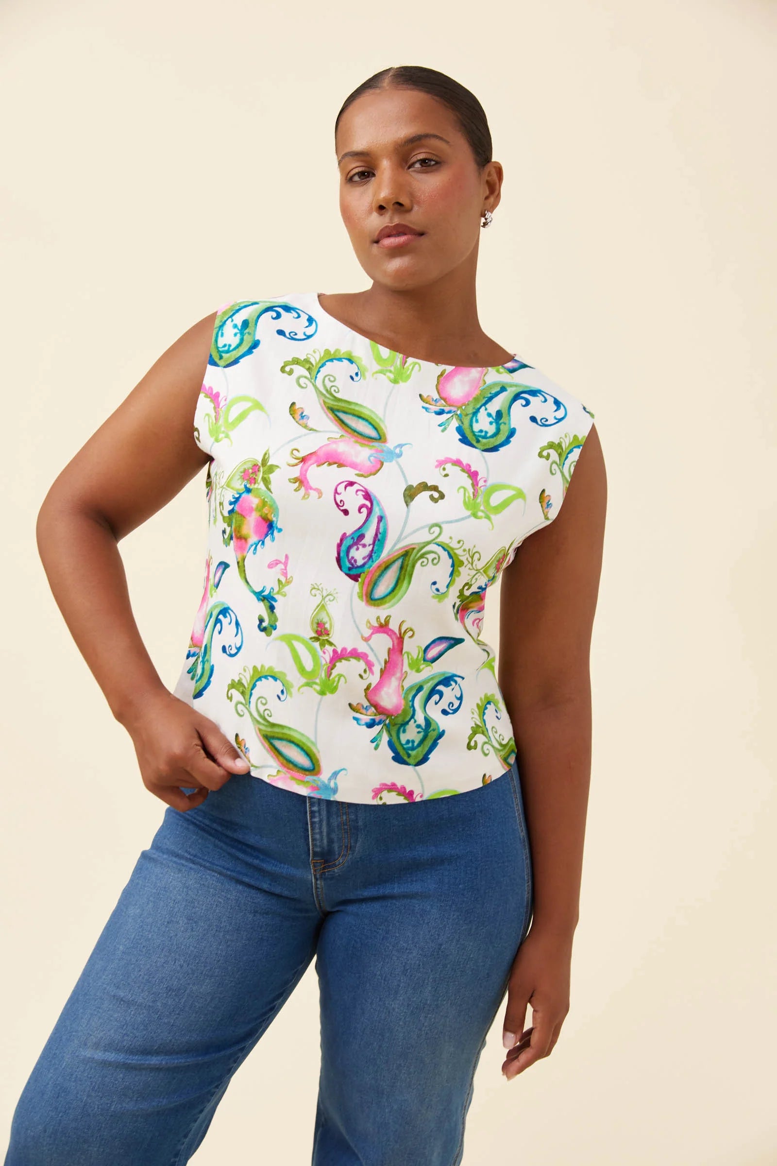 Isle of Mine Anita Linen Tank Paisley