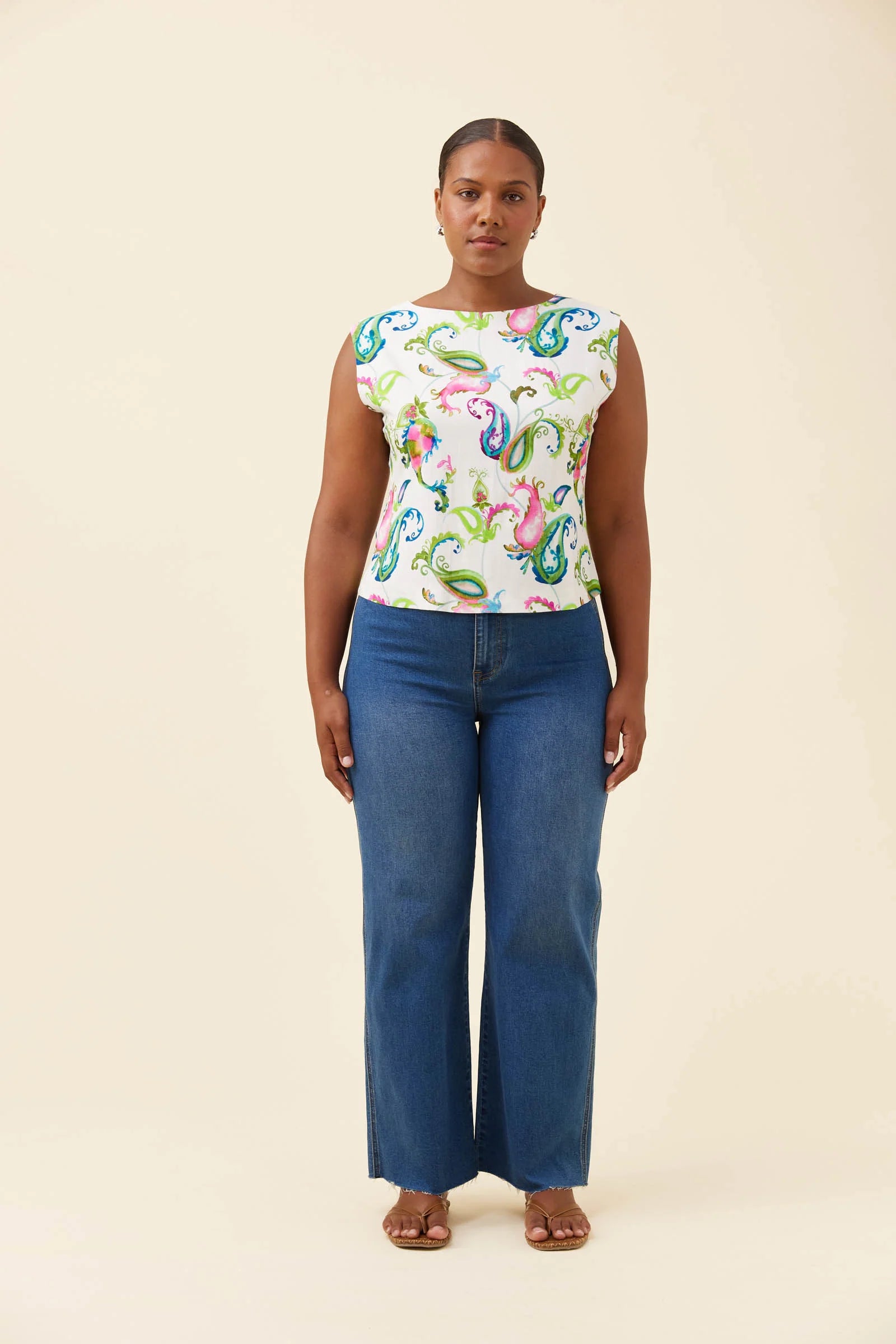 Isle of Mine Anita Linen Tank Paisley