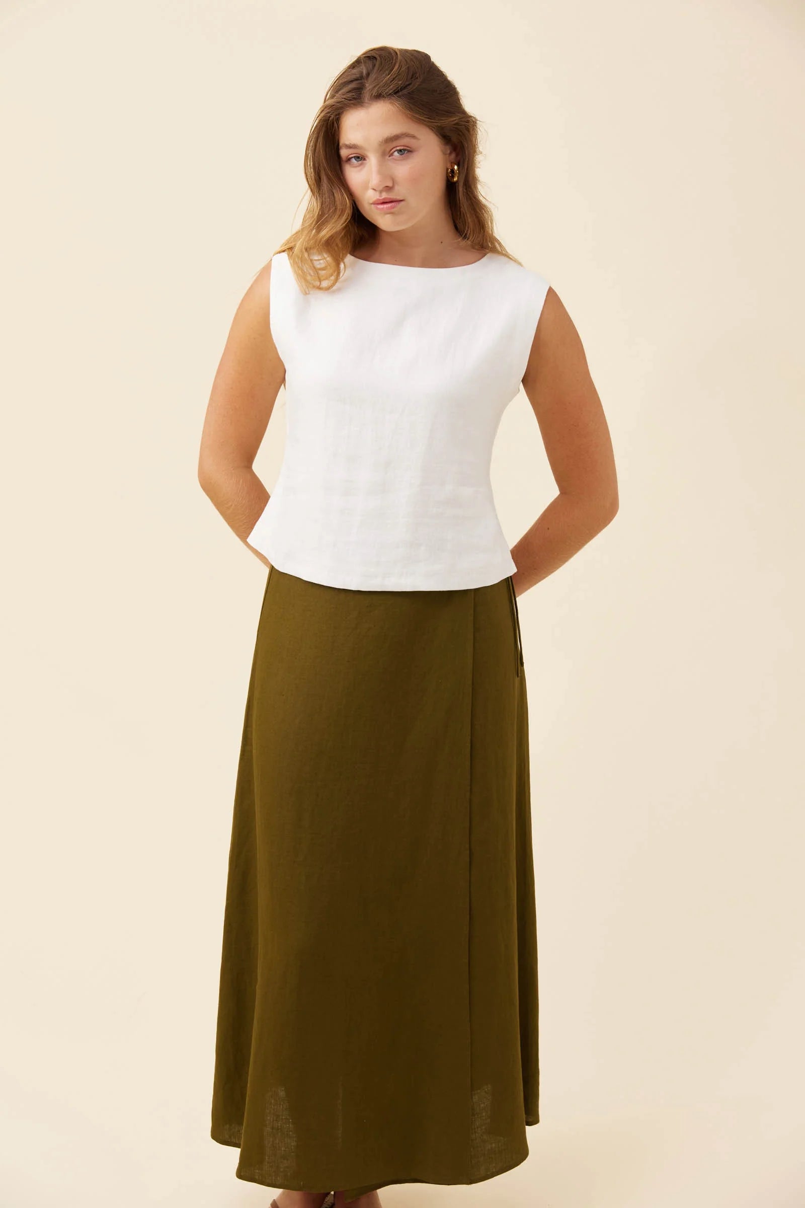 Isle of Mine Anita Linen Tank White