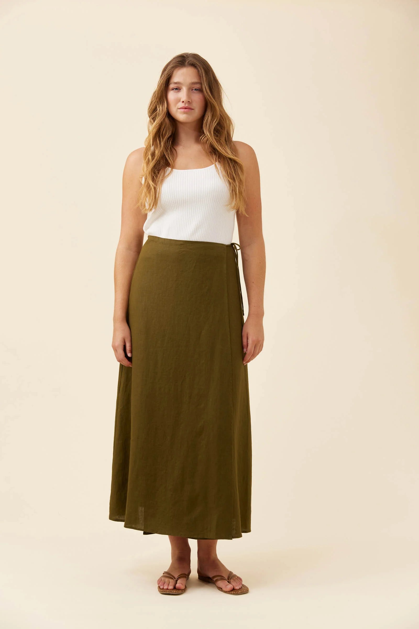 Isle of Mine Wrap Skirt Olive