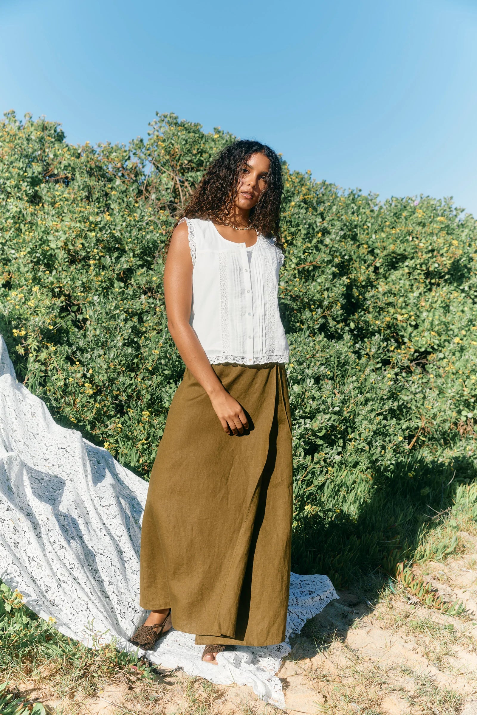 Isle of Mine Wrap Skirt Olive