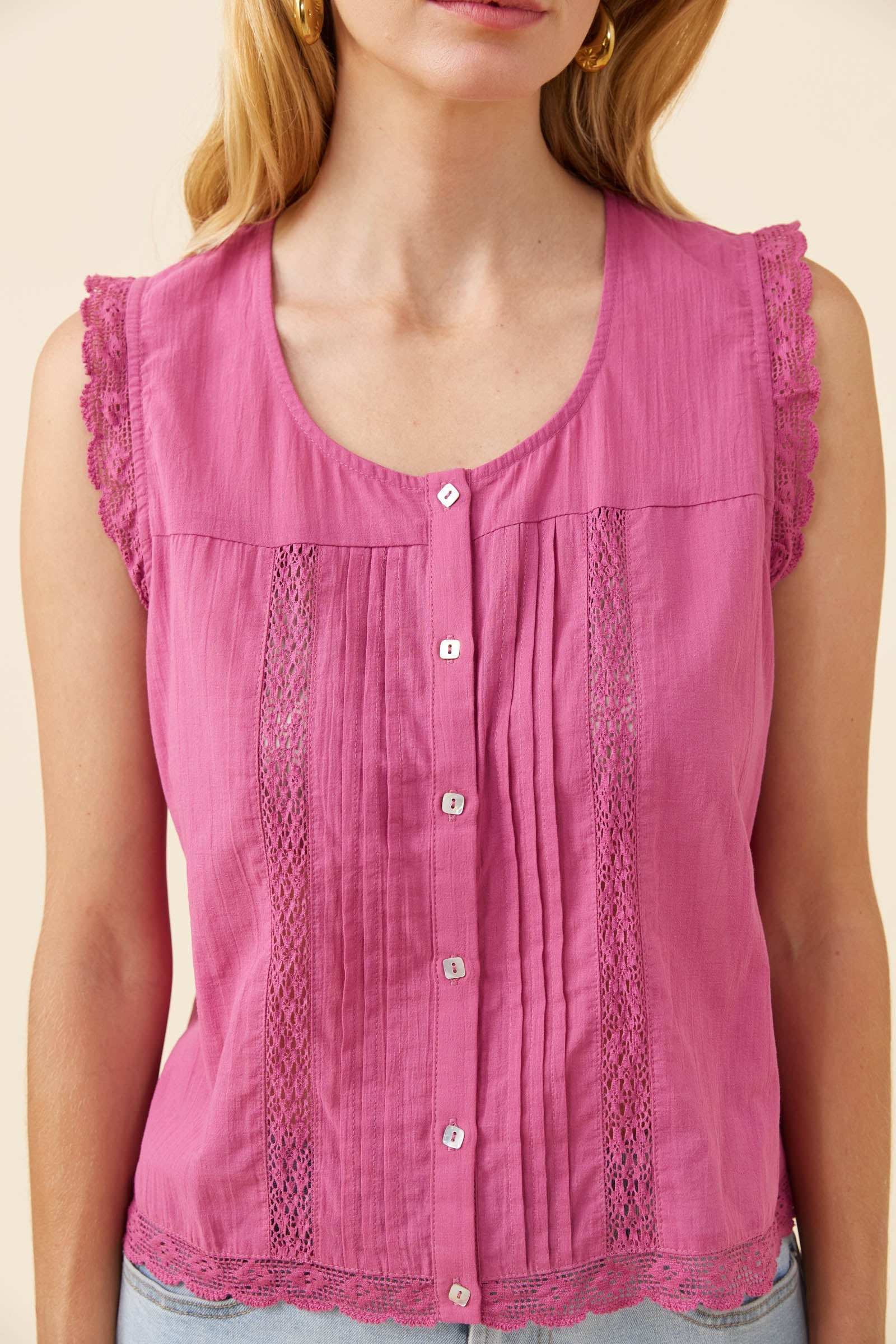 Isle of Mine Frances Button Tank Magenta
