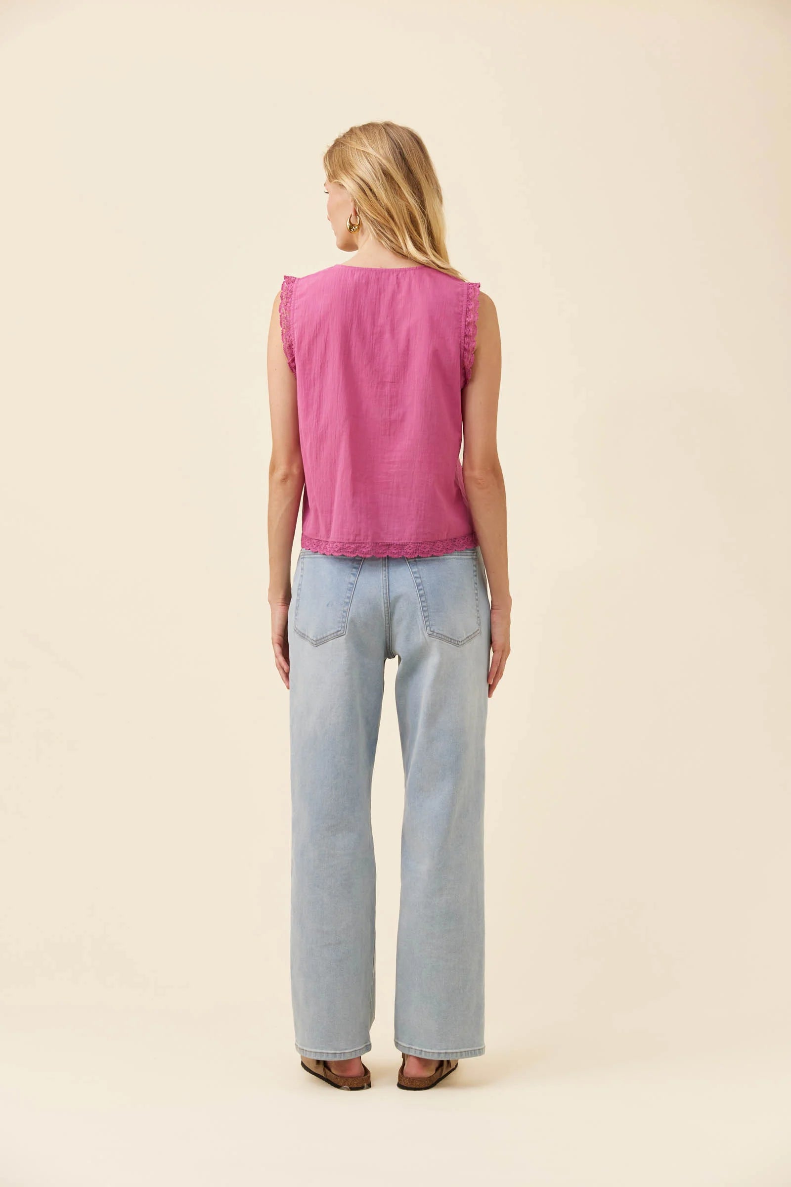 Isle of Mine Frances Button Tank Magenta